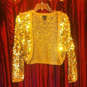 💕REDUCED!💕Sparkly gold shrug, Like new! Size M.