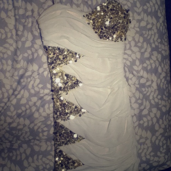 White and gold homecoming dress