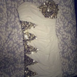 White and gold homecoming dress