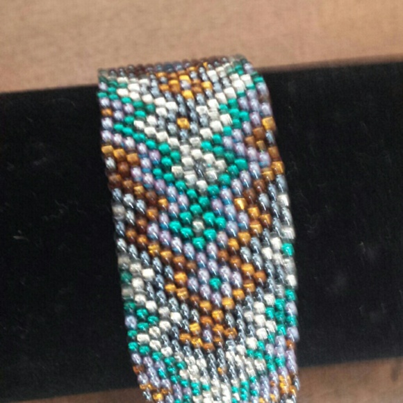 Seed bead band bracelet