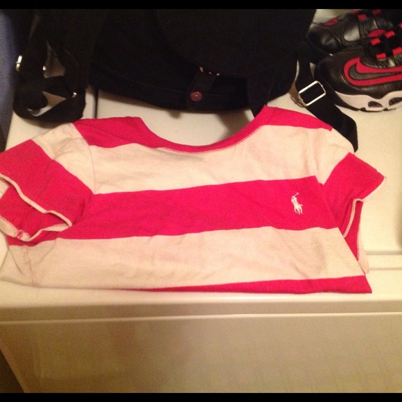Pink and white polo shirt