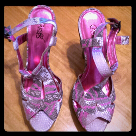 Pink and Grey snakeskin heels by Carlos Santana