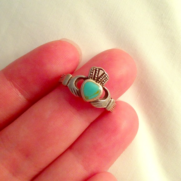 Beautiful turquoise + sterling claddah ring