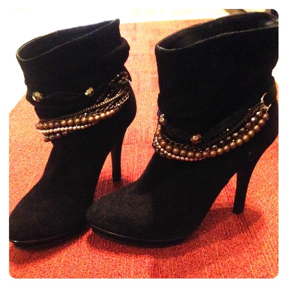 BlAck suede ankle boots high heels