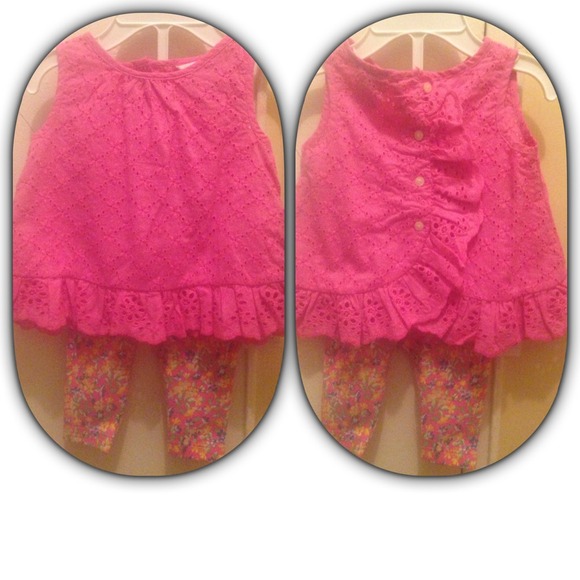 Ralph Lauren ruffle top with floral leggings, 3M
