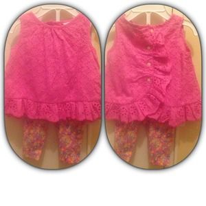 Ralph Lauren ruffle top with floral leggings, 3M