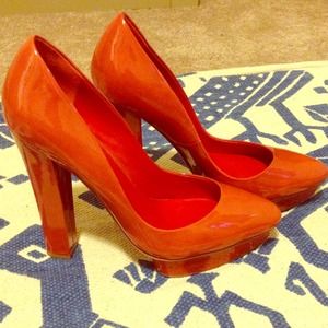 Charles Jourdan red pumps