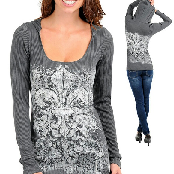 Fleur De Lis Rhinestone Hoodie