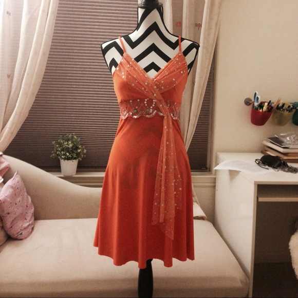 Orange Swing dress with sash
