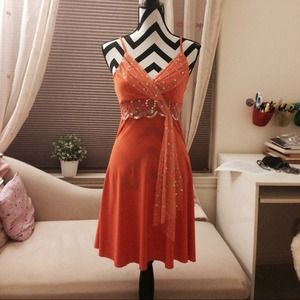 Orange Swing dress with sash