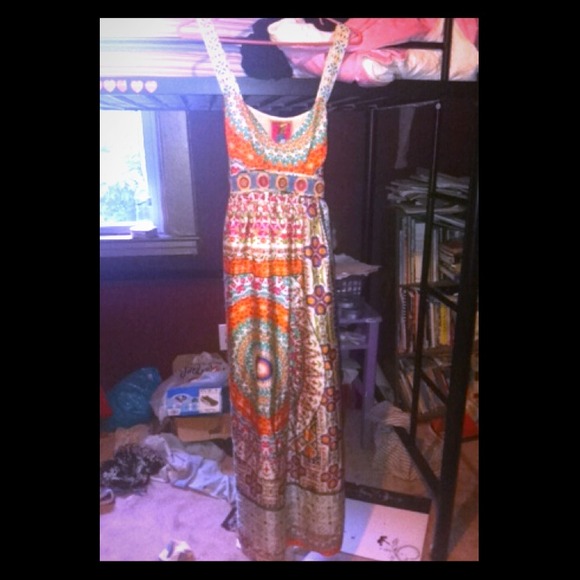 Johnny Was fancy floral pattern summer maxi dress