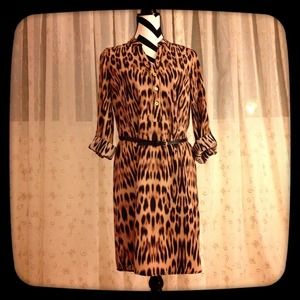 Leopard print shirt dress