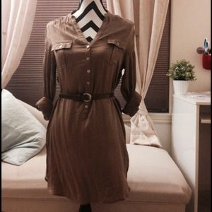 H&M bronze silk tunic dress