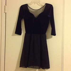 Blue suede mesh dress