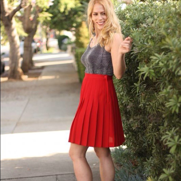 Vintage Hi Waist Red Skirt Boho Hippie Grunge