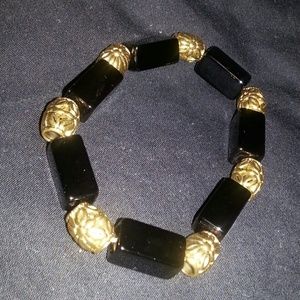 Gold and black stretchy bracelet