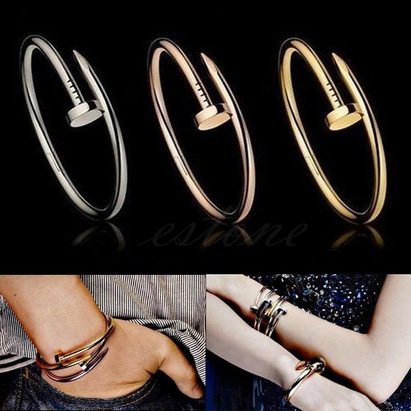 Gold nail bracelet