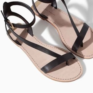 Zara Leather Ankle Strap Sandals - 8/39