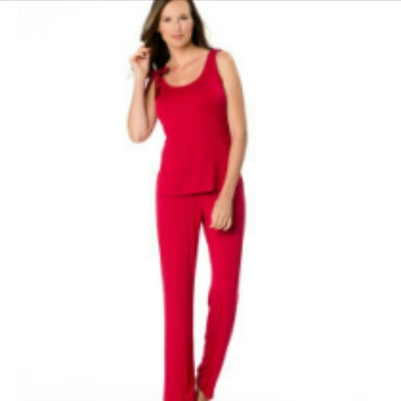 Pea in the Pod Red bow detail nursing sleep set L