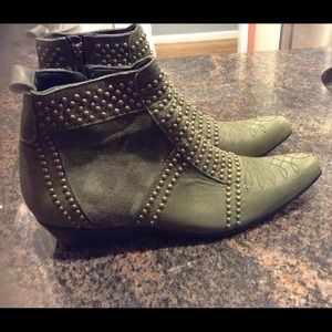 Anine Bing Studded Green Half Boots