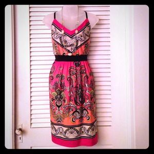 Maurices Large Paisley Print Dress: Orange & Pink