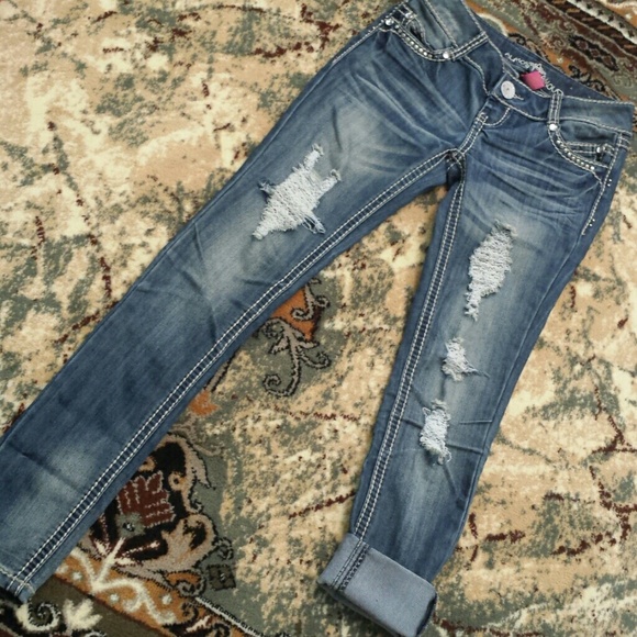 Sexy distressed bling skinny jeans or ankle pants