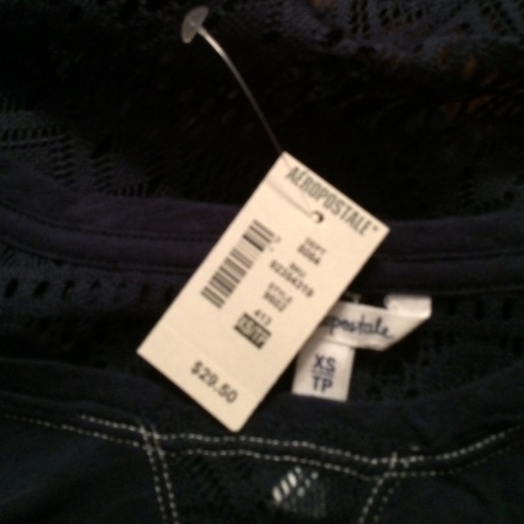 Navy Crop Top Sheer Back. - Picture 4 of 4