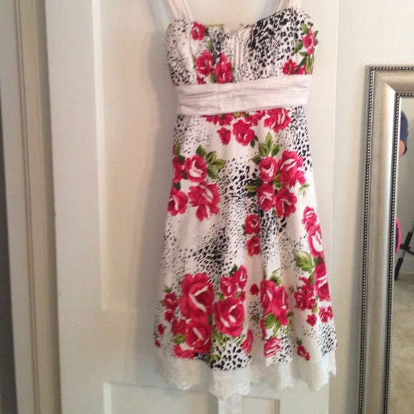 Fun cheetah and rose print knee length dress