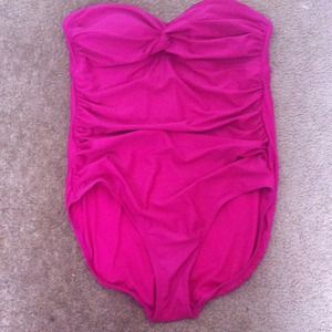 Fuchsia one piece bathing suit.