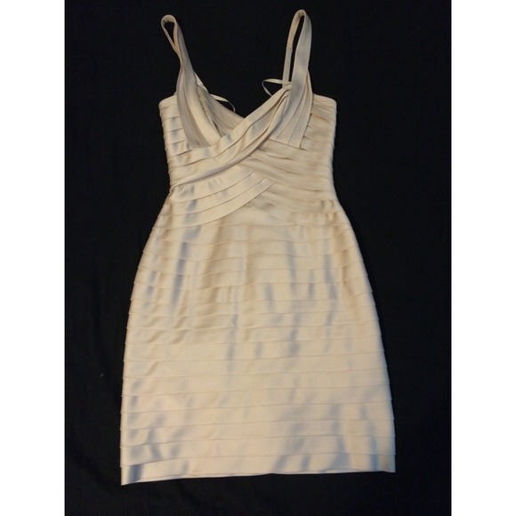 BCBG cream tier cocktail dress