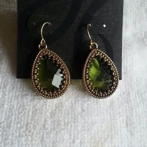 Green and gold earrings