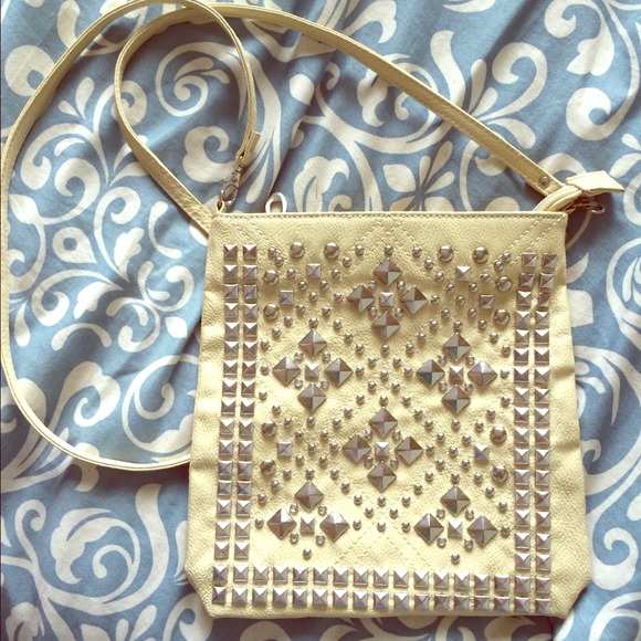 Leather studded handbag
