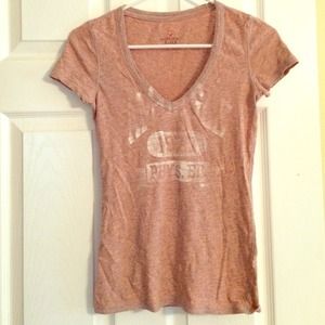 Orange Distressed-Style V-neck t-shirt
