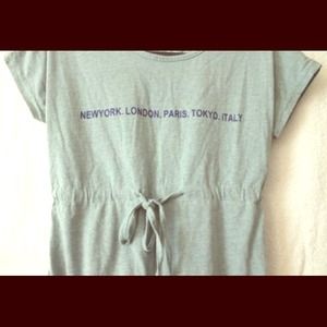 City Names Teal Fashionable Tie-waist Dress