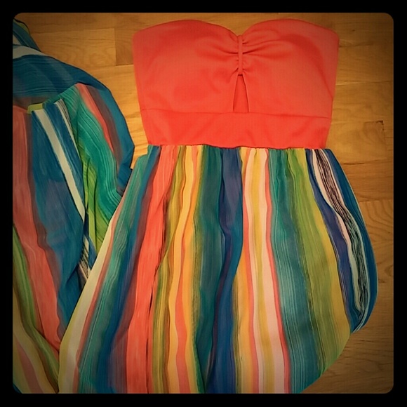 Beautiful bright rainbow maxi dress