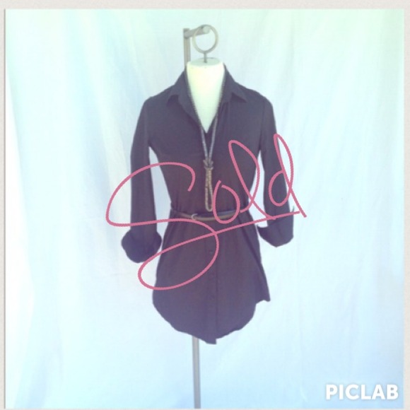 SOLD Black button up T-shirt dress