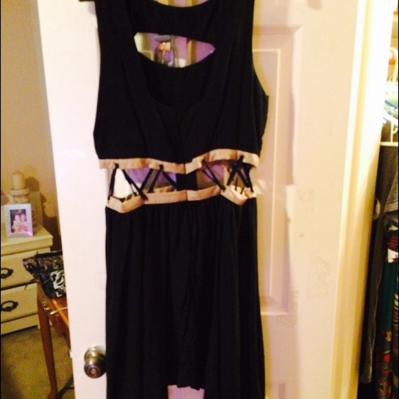 Black dress with nude trim