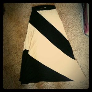 Black and white block maxi skirt
