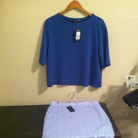 Blouse & Skirt royal blue and baby blue.