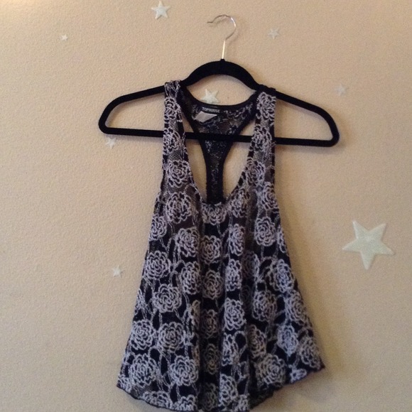 Black and White floral tank