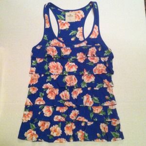 Hollister Cascading Ruffle Racer Back Tank Small