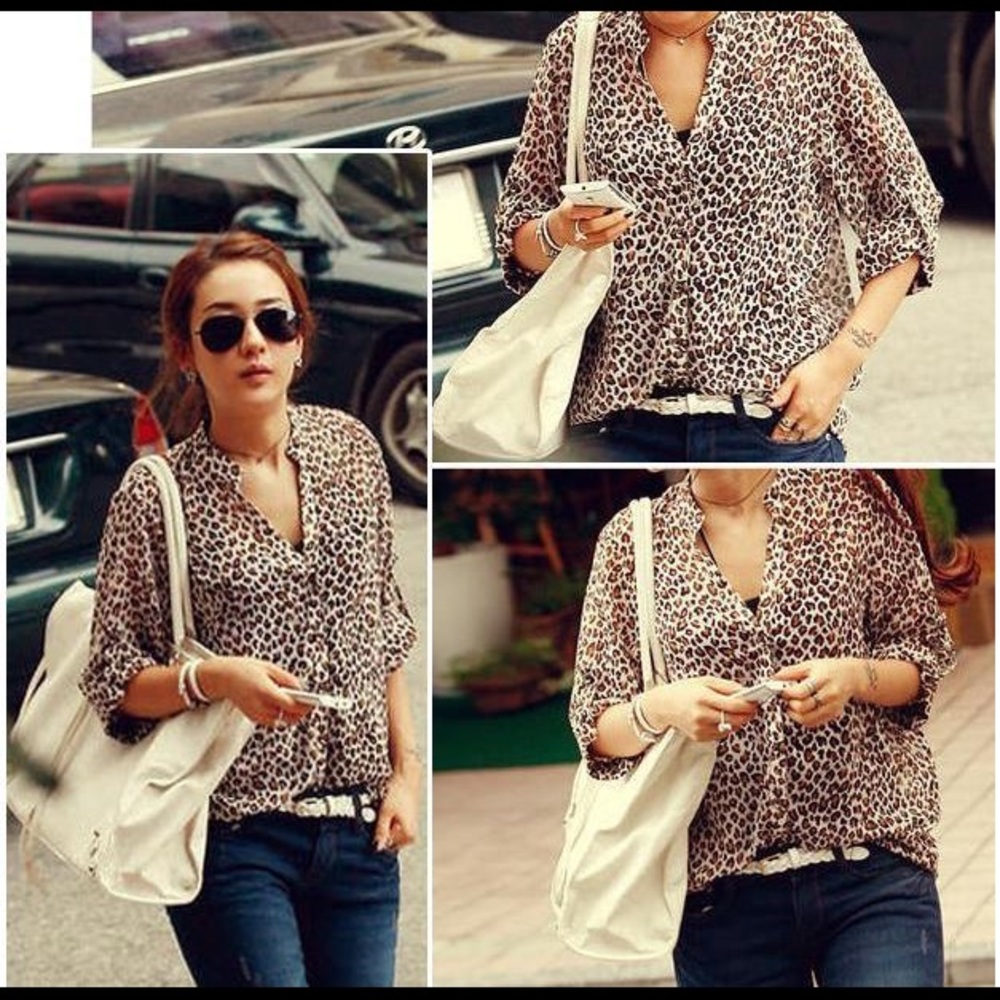 Sheer leopard blouse
