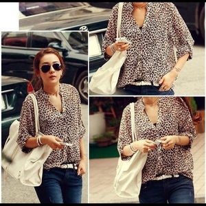 Sheer leopard blouse