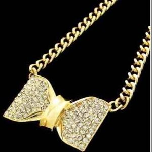 Gold Pave Ribbon Necklace Set