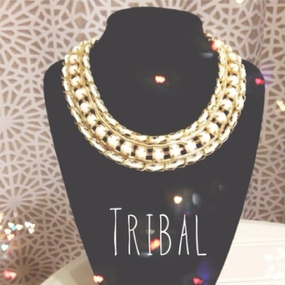 Cream and gold statement necklace