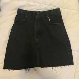 vintage black high waisted denim skirt