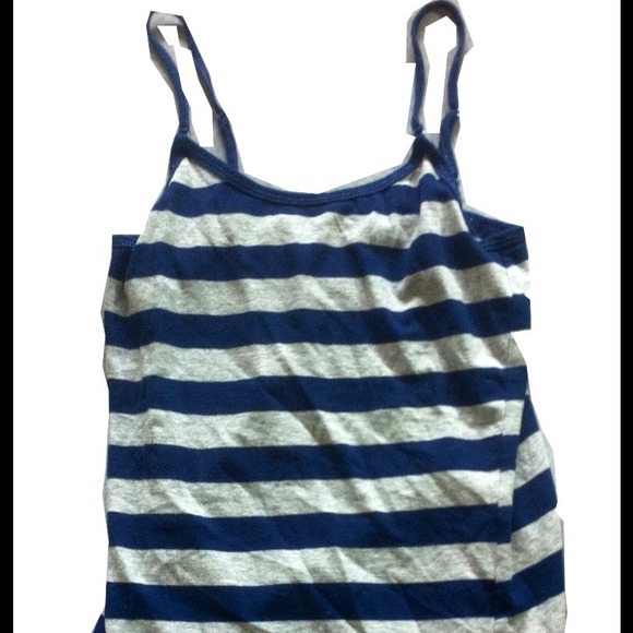 Navy blue and grey horizontal stripe tank top