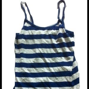 Navy blue and grey horizontal stripe tank top