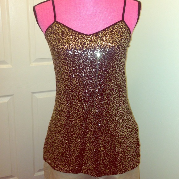 Express Tops - 💖Express Black Tank Top With Gold Sequins