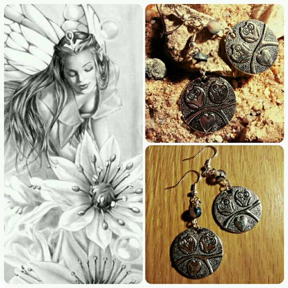 Silver Coin Owls with Rutilated quartz